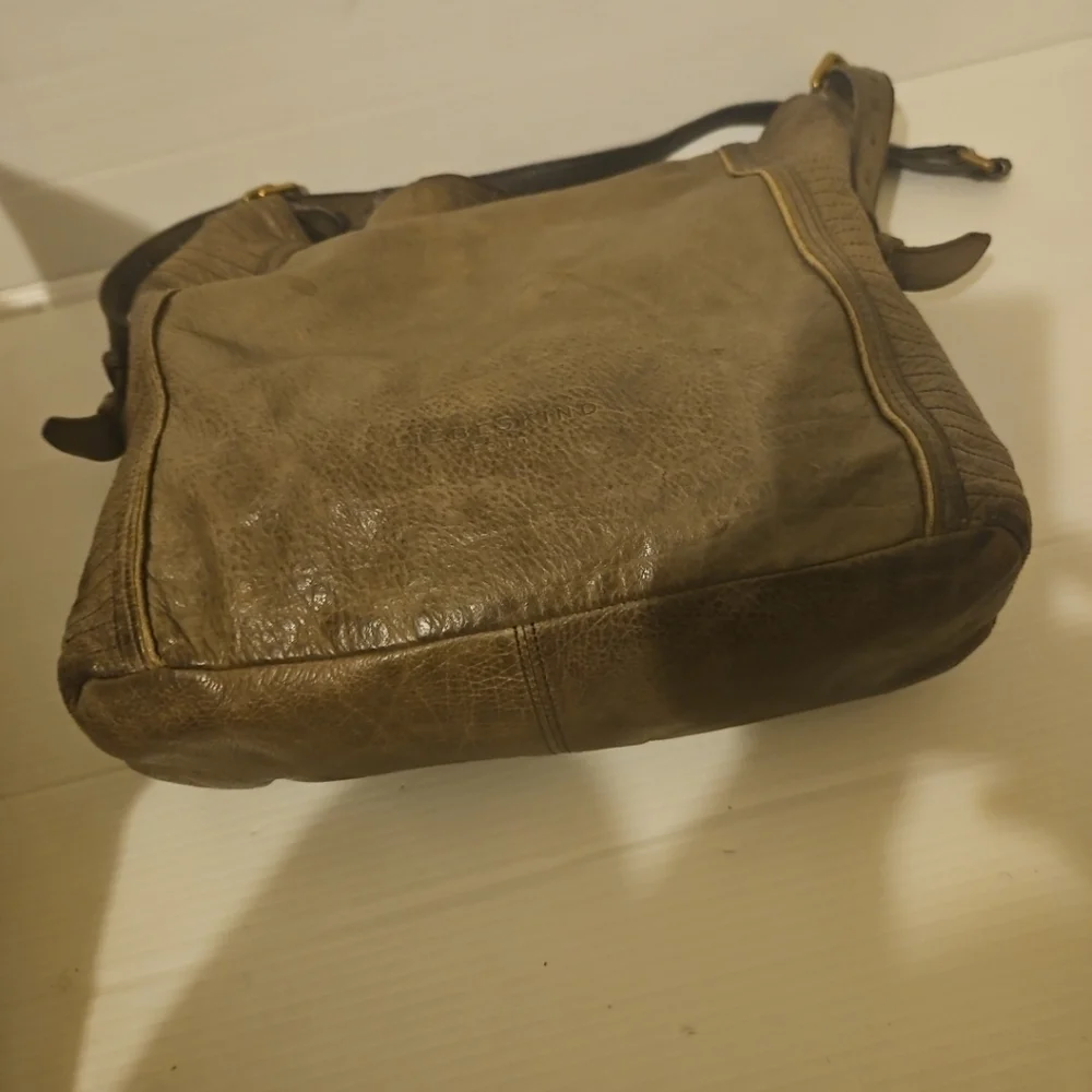 Liebeskind Elenor Taupe Genuine Leather Shoulder Bag Luxury Designer Purse